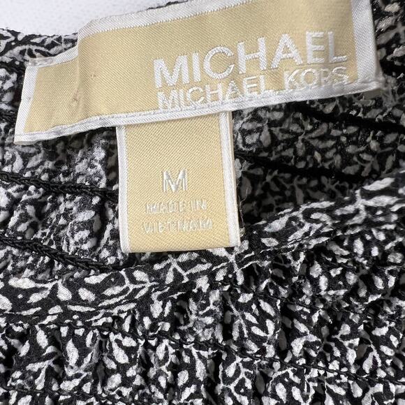 Michael Kors Georgette Smocked Bell Sleeve Floral Print Peasant Blouse Size M - Picture 3 of 14